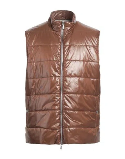 Eleventy Man Vest Brown Size 46 Polyamide