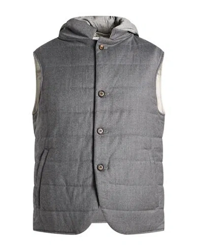 Eleventy Man Vest Grey Size 36 Wool, Silk
