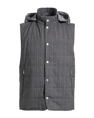 Eleventy Man Vest Gunmetal Size 46 Wool, Elastane In Gray