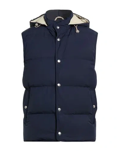 Eleventy Man Vest Navy Size 38 Wool, Polyamide In Blue
