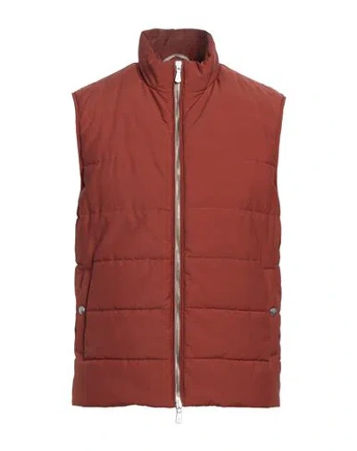 Eleventy Man Vest Rust Size 48 Wool, Polyamide