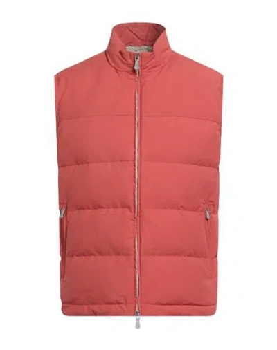 Eleventy Man Vest Rust Size 48 Wool, Polyamide In Red
