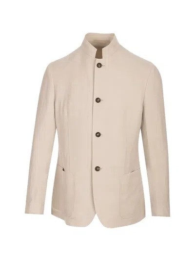 Eleventy Mandarin-collar Button-up Blazer In Neutral