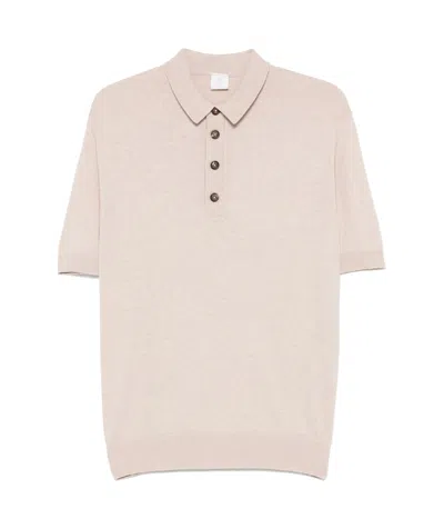 Eleventy Mélange-effect Polo Shirt In Pink