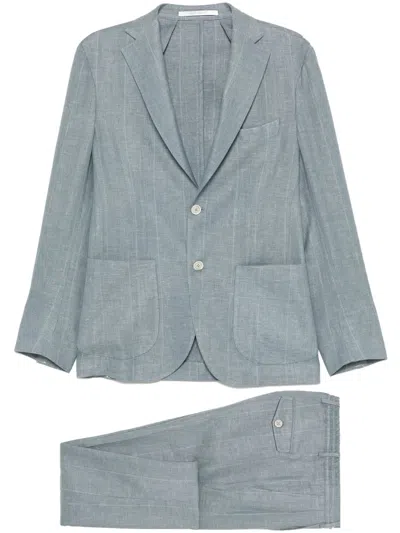 Eleventy Mélange-effect Suit In Blue