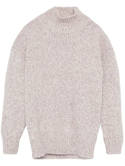 Eleventy Mélange-effect Sweater In Mauve