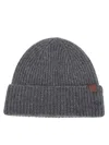 Eleventy Melange Knit Cashmere And Silk Hat With Embossed Patch In Gray