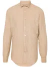 Eleventy Mélange Poplin Linen Shirt In Neutrals