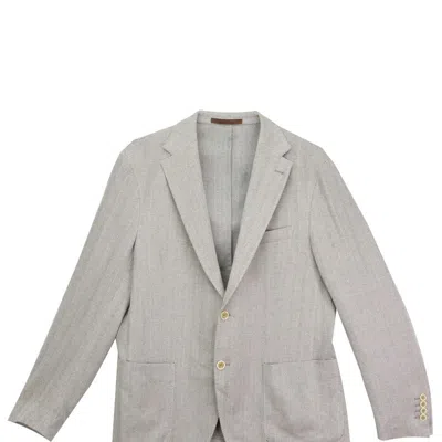 Eleventy Men's Brown Herringbone Single-breasted Jacket Sport Coats & Blazer