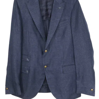 Eleventy Men's Brown Plaid Blazer Sport Coats In Blue