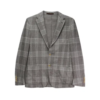 Eleventy Men's Brown Plaid Blazer Sport Coats In Gray