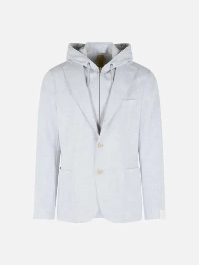 Eleventy Men's Cotton Blend Sport Coat With Removable Hoodie Insert In Light Melange In Blue