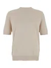 Eleventy Men Grey Crewneck T-shirt With Ribbed Trims In Cotton Woman In Neutral