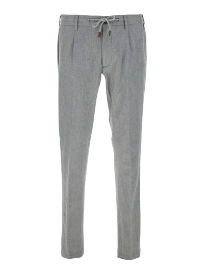 ELEVENTY ELEVENTY MEN GREY PANTS WITH ELASTIC DRAWSTRING WAIST IN WOOL AND CASHMERE BLEND STRETCH WOMAN