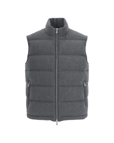 Eleventy Gilet Full Zip Grigio Medio Melange In Gray