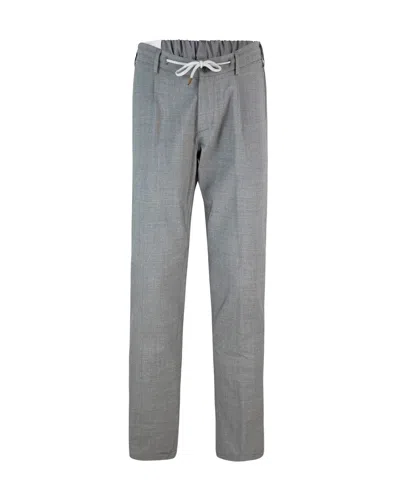 Eleventy Men's Wool-blend Drawstring Trousers In Grigio Chiaro Melange