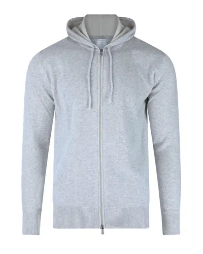 Eleventy Men's Zip-front Hooded Knit Sweater In Blue