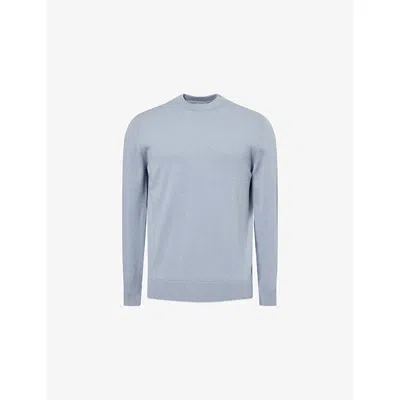Eleventy Mens Baby Blue And Light Gray Crewneck Regular-fit Cashmere Jumper Xl In Multi