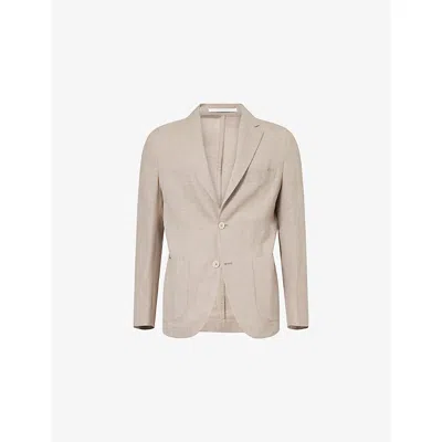 Eleventy Mens Beige Notch-lapel Patch-pocket Wool-blend Jacket In Neutral