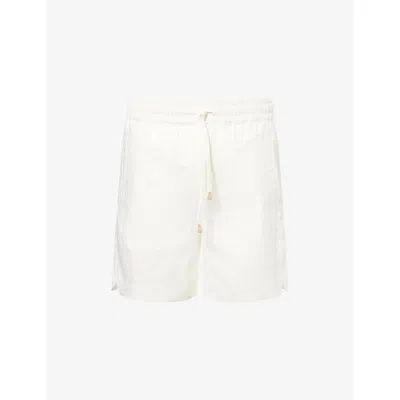Eleventy Mens Bianco Bermuda Athletic Drawstring Linen Shorts In White
