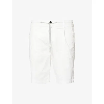 Eleventy Mens Bianco Bermuda Rope-waist Straight-leg Stretch-cotton Shorts In White
