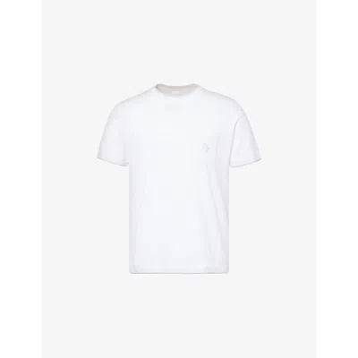 Eleventy Mens  Layered-design Brand-embroidery Cotton-jersey T-shirt In Bianco E Sasso