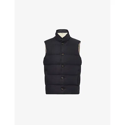 Eleventy Mens High-neck Padded Linen Gilet Black
