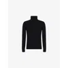 Eleventy Mens Black Roll-neck Ribbed Cashmere Jumper In Black