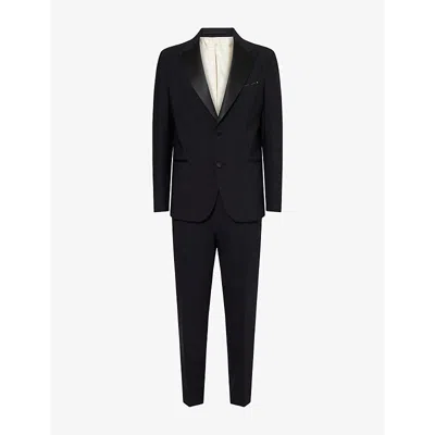 Eleventy Mens Black Single-breasted Regular-fit Stretch-wool Tuxedo Suit