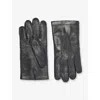 Eleventy Mens Black Stitch-detail Leather Gloves In Black