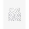 Eleventy Mens Blue All-over Geometric-pattern Swim Shorts In White