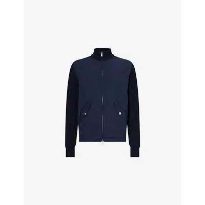 ELEVENTY MENS BLUE, BLUE KNITTED-SLEEVE WOOL-BLEND JACKET XL