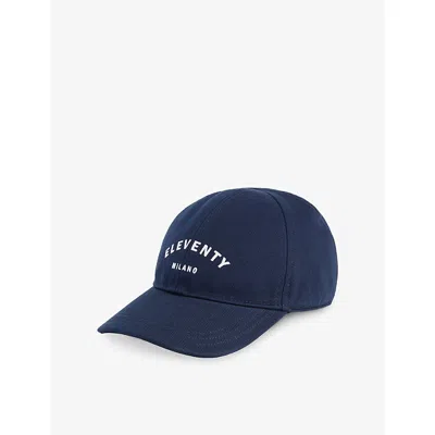Eleventy Mens Blue Embroidered-logo Cotton Cap