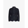 Eleventy Mens Blue Padded Flap-pocket Suede Jacket In Blue