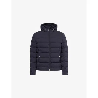 Eleventy Mens Blue Quilted Silk-down Puffer Jacket In Black