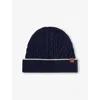 Eleventy Mens Blue Sand Cable-knit Cashmere Beanie In Blue