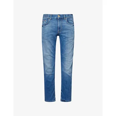 Eleventy Mens Slim-fit Tapered-leg Stretch-denim Blend Jeans Blue