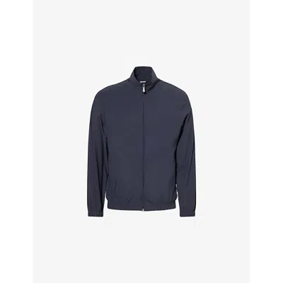 Eleventy Mens Blue Two-zip-pockets High-neck Stretch-woven Jacket