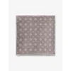 Eleventy Mens Blueberry And Beige Printed Cotton And Wool Pocket Square