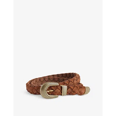 Eleventy Mens Brown Plaited Suede Belt
