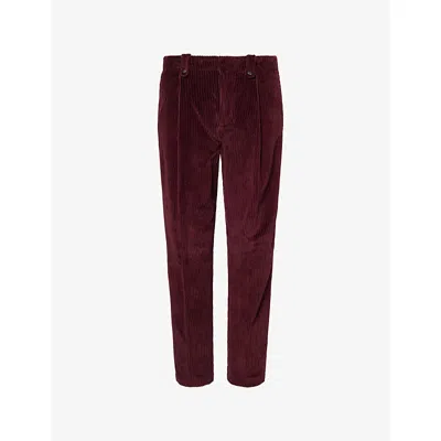 Eleventy Mens Burgundy Corduroy Regular-fit Cotton Trousers