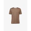 Eleventy Mens Cacao E Grigio Chiaro Double-layered Crewneck Cotton T-shirt In Brown