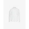 Eleventy Mens Classic-collar Striped Linen Shirt White And Denim In White And Denim