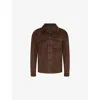 Eleventy Mens Cocoa Notched-collar Long-sleeve Suede Jacket In Brown