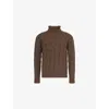 Eleventy Mens Cocoa Roll-neck Cable-knitted Wool Jumper Xxl In Brown