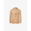 Eleventy Mens Dark Camel Detachable-hood Notched-collar Wool-blend Jacket