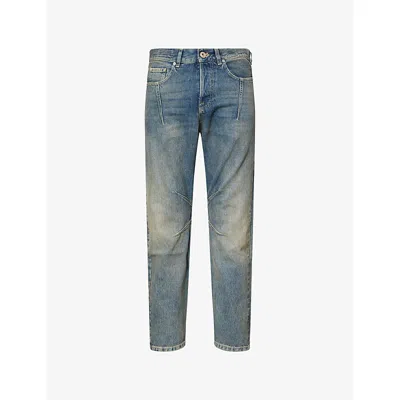 Eleventy Mens Distressed Faded-wash Denim Jeans In Blue
