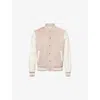 Eleventy Mens Dust Pink And Ivory Contrast-sleeve Suede Varsity Jacket In Pink