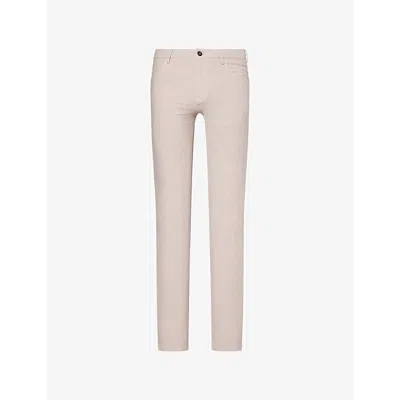 Eleventy Mens Dusty Pink Slim-leg Stretch-cotton Trousers