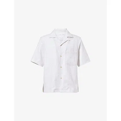 Eleventy Mens Sand Bandana-motif Boxy-fit Cotton-linen Shirt Xl